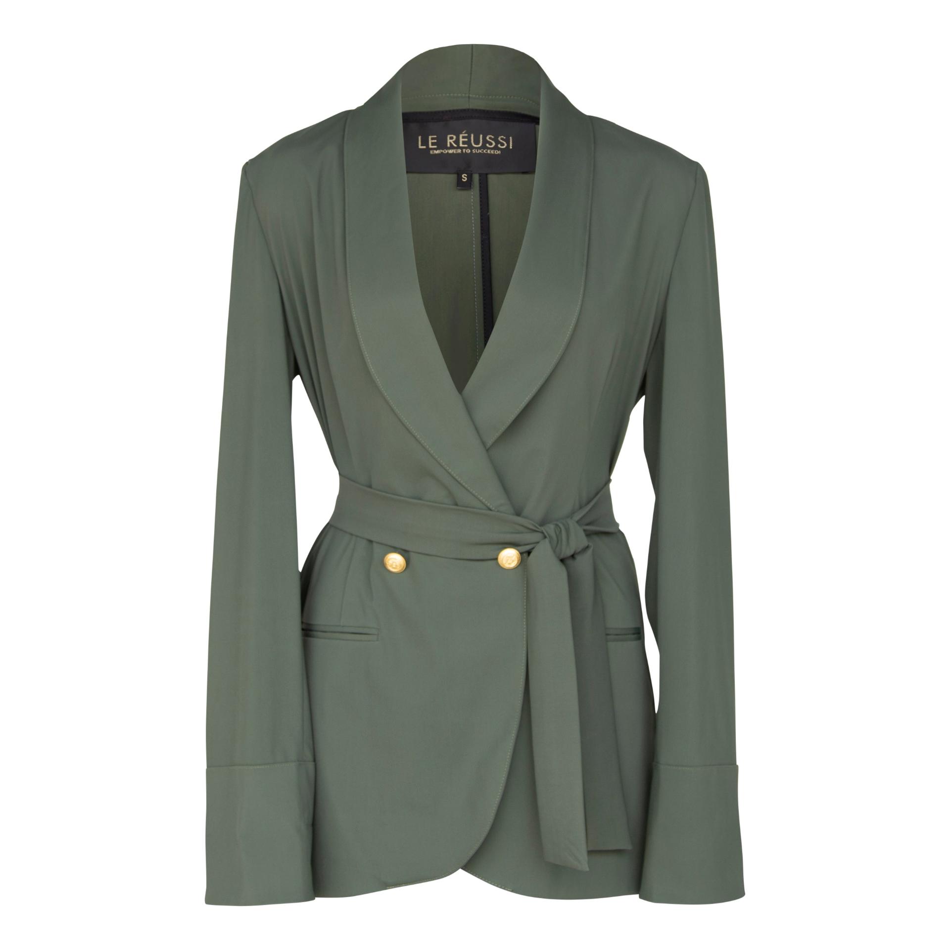 Women's Olive Blazer with Front Buttons - Joyful City Unlimited